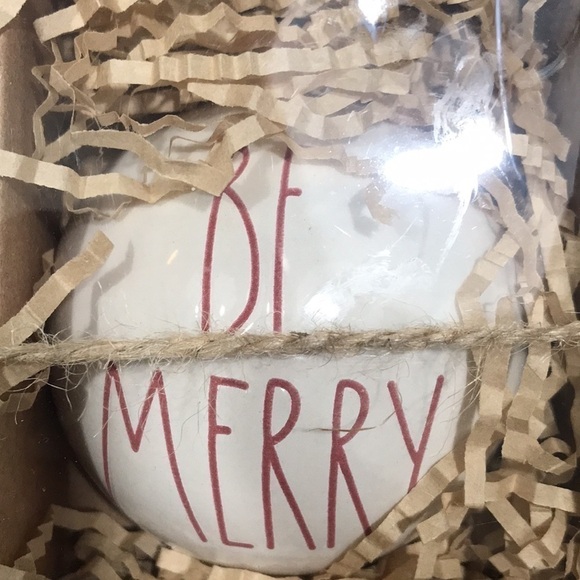 Rae Dunn NIB “Eat, Drink, Be Merry” Christmas Ceramic Ornament Balls by Magenta - Picture 4 of 11